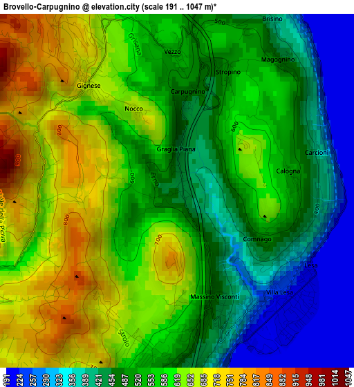 Brovello-Carpugnino elevation map