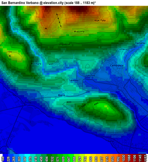 San Bernardino Verbano elevation map