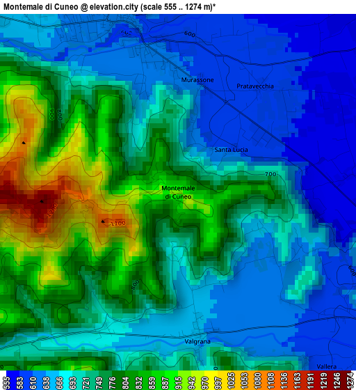 Montemale di Cuneo elevation map