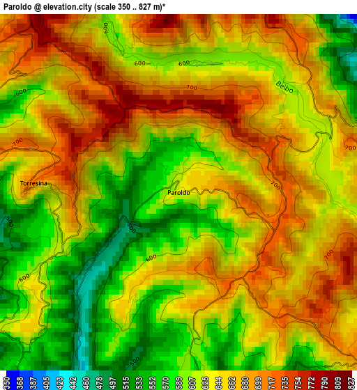 Paroldo elevation map