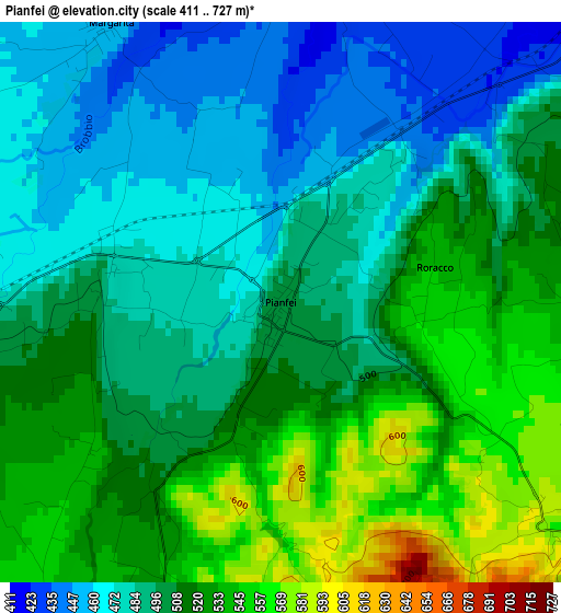 Pianfei elevation map