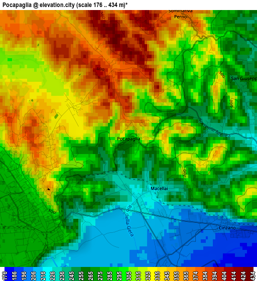 Pocapaglia elevation map