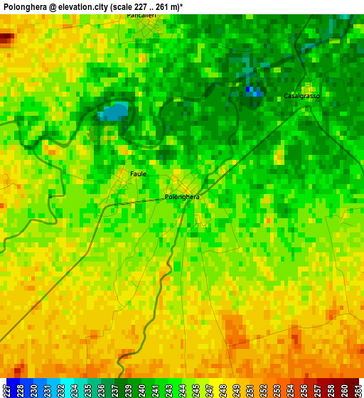 Polonghera elevation map