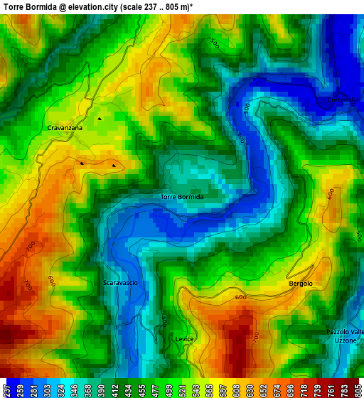 Torre Bormida elevation map