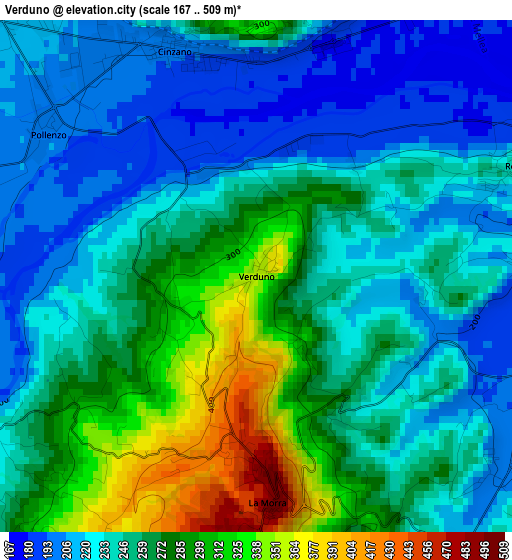 Verduno elevation map