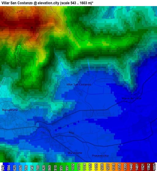 Villar San Costanzo elevation map