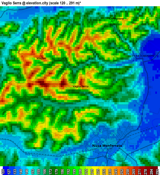 Vaglio Serra elevation map