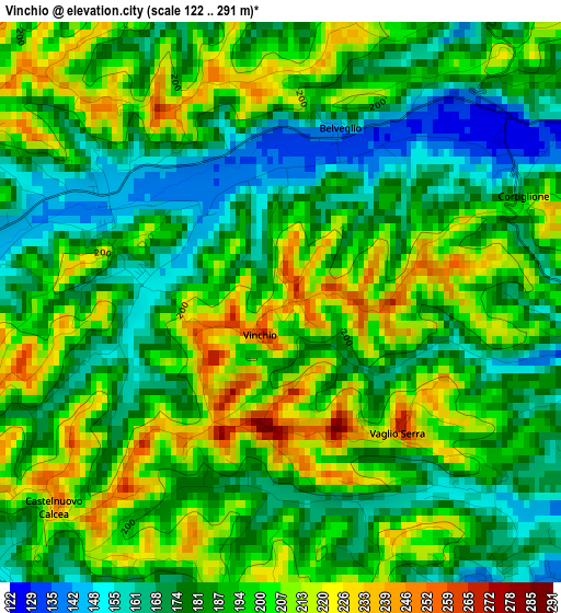 Vinchio elevation map