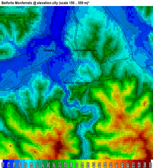 Belforte Monferrato elevation map