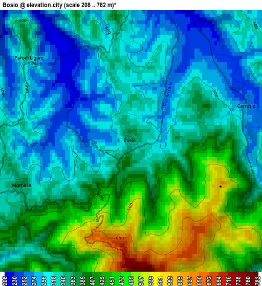 Bosio elevation map