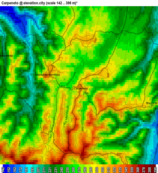 Carpeneto elevation map