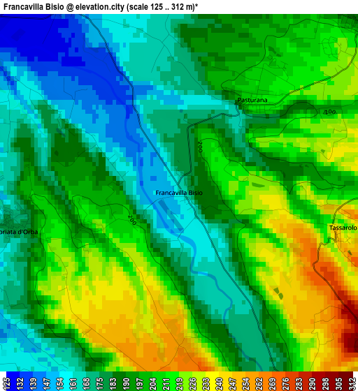 Francavilla Bisio elevation map