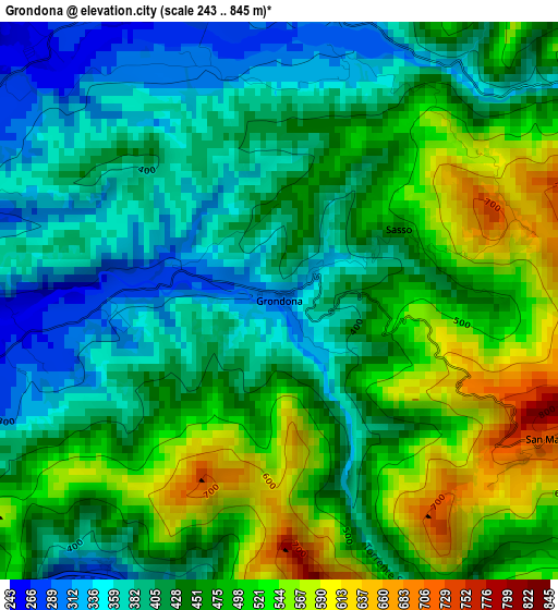 Grondona elevation map