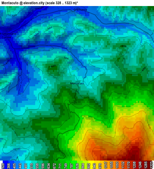 Montacuto elevation map