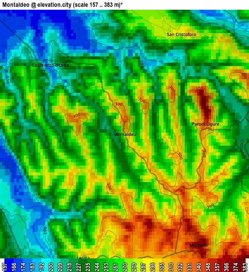 Montaldeo elevation map