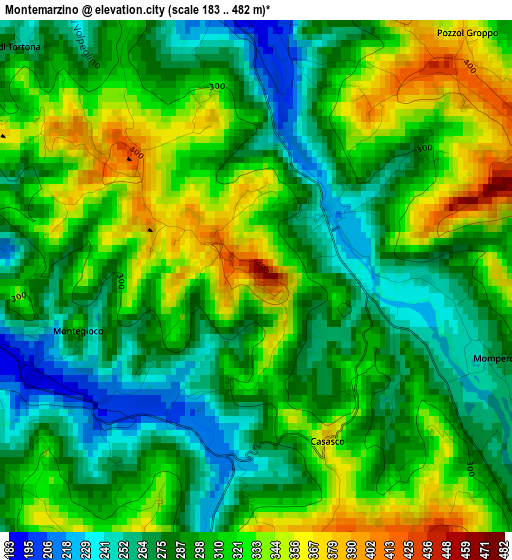 Montemarzino elevation map