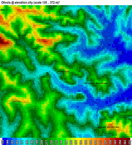 Olivola elevation map