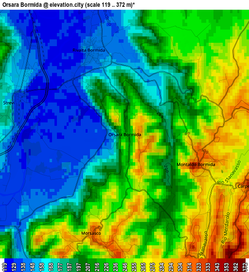 Orsara Bormida elevation map