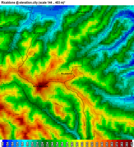 Ricaldone elevation map