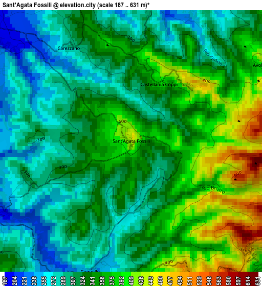 Sant'Agata Fossili elevation map