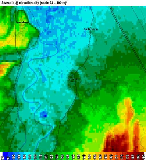 Sezzadio elevation map