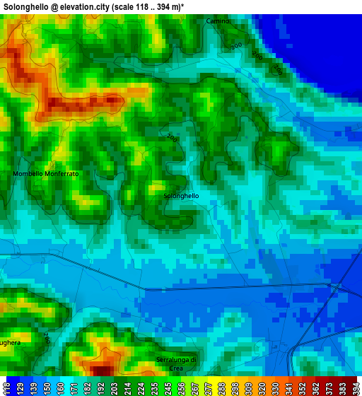 Solonghello elevation map