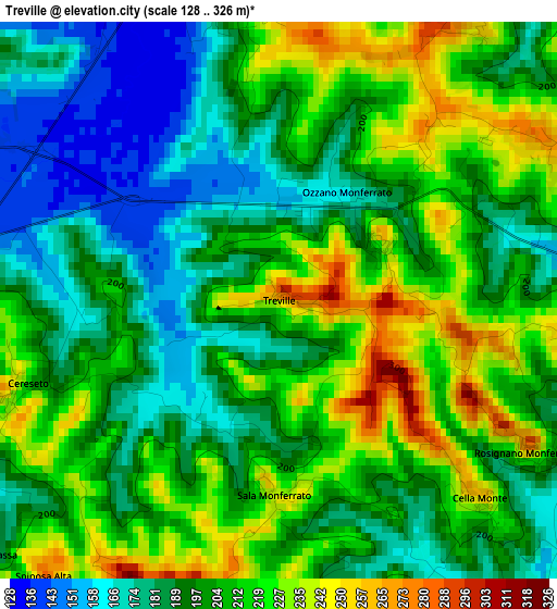 Treville elevation map