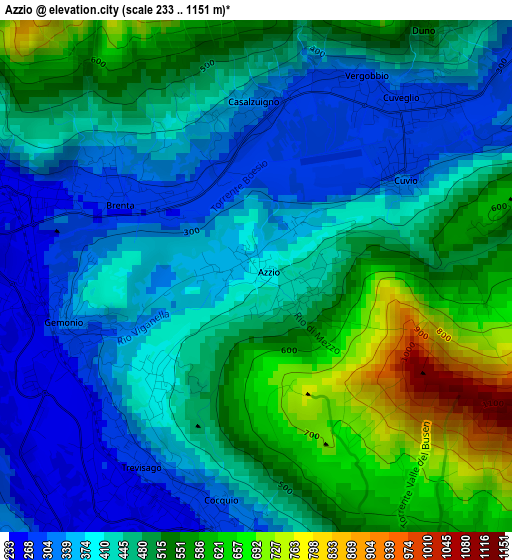 Azzio elevation map