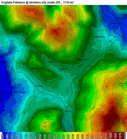 Cugliate-Fabiasco elevation map