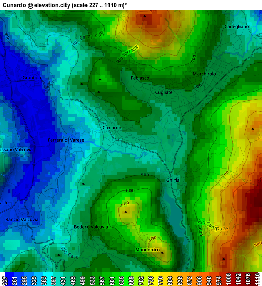 Cunardo elevation map