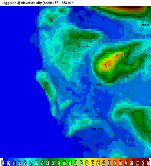 Leggiuno elevation map