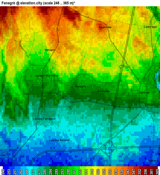 Fenegrò elevation map