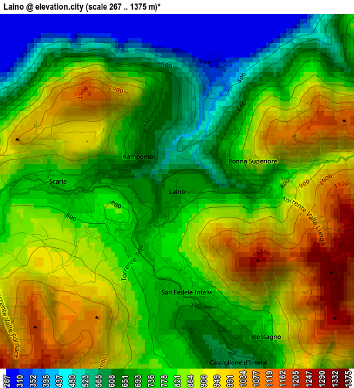 Laino elevation map