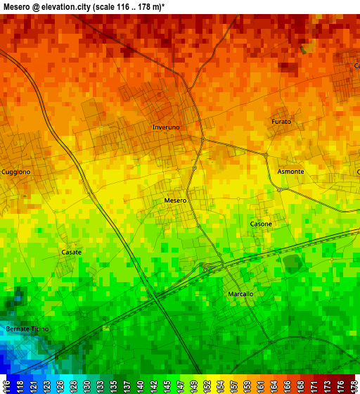 Mesero elevation map