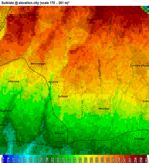 Sulbiate elevation map