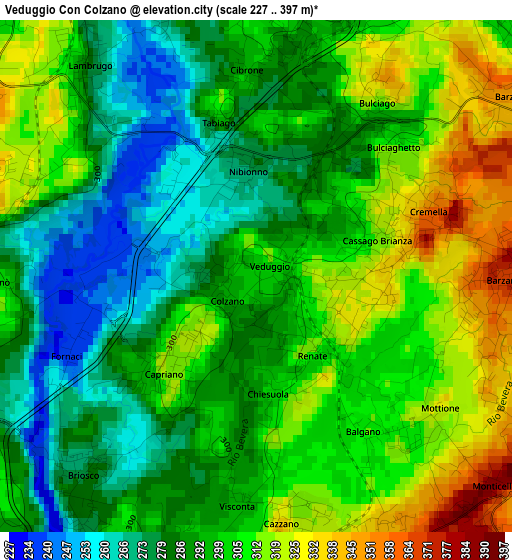 Veduggio Con Colzano elevation map