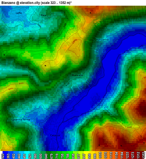 Bianzano elevation map