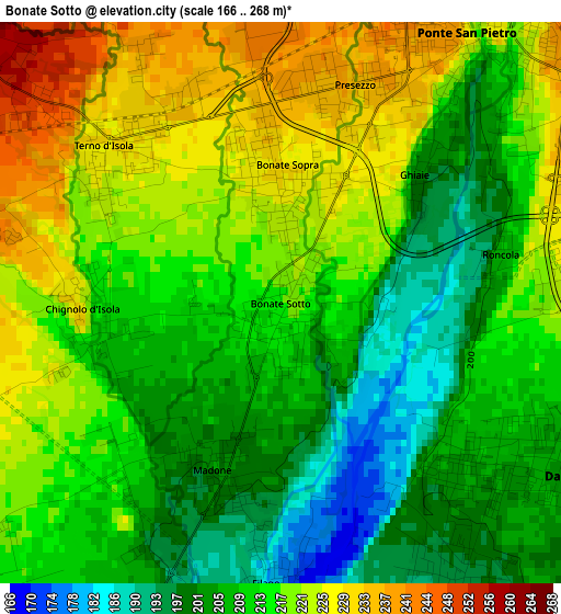 Bonate Sotto elevation map