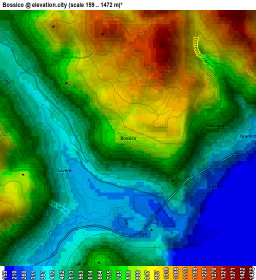 Bossico elevation map