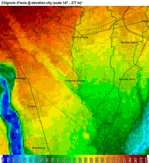 Chignolo d'Isola elevation map