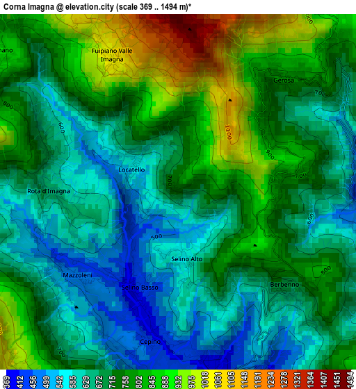 Corna Imagna elevation map