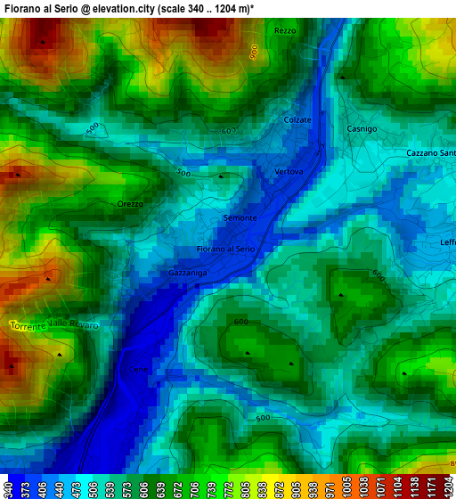 Fiorano al Serio elevation map