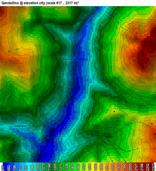 Gandellino elevation map