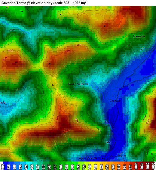 Gaverina Terme elevation map