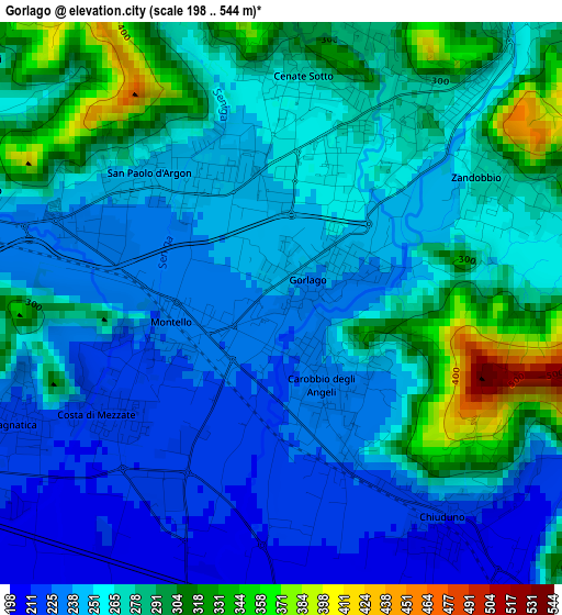 Gorlago elevation map