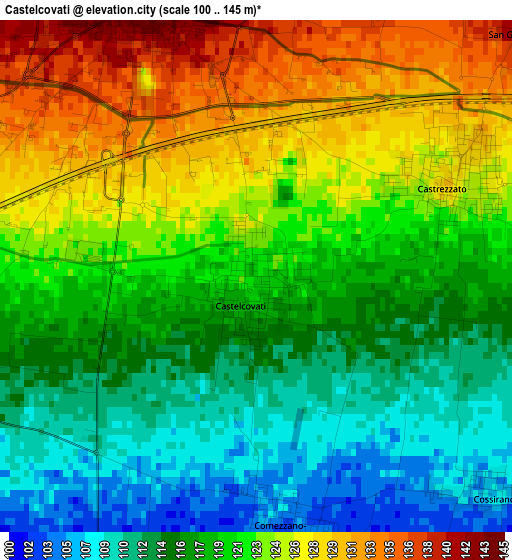 Castelcovati elevation map