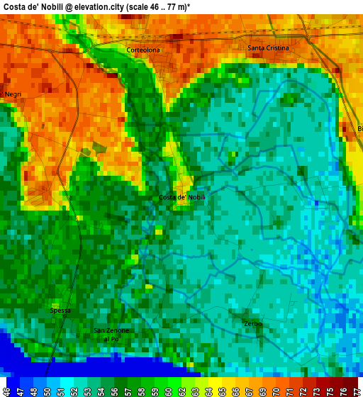 Costa de' Nobili elevation map