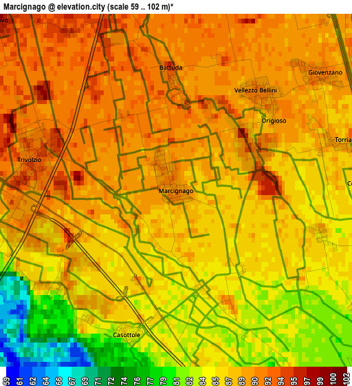 Marcignago elevation map