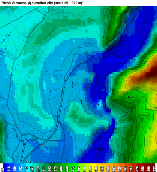 Rivoli Veronese elevation map