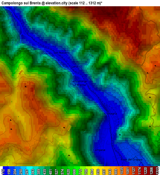 Campolongo sul Brenta elevation map